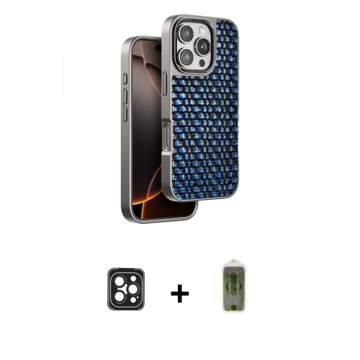 MARSİLYAN™- iPhone 16 Pro Max Kılıf Siluet Form Serisi - Siyah Joko Magic 5D Hayalet Cam + PVD Metal Kamera Lens - SH