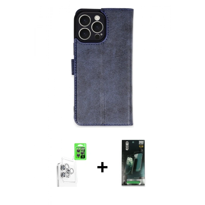 MARSİLYAN™- iPhone 16 Pro Max Kılıf Siluet Işık Serisi - Siyah 360 Mat Full Body Arka Koruyucu + Beyaz Raze Metal Kamera Lens