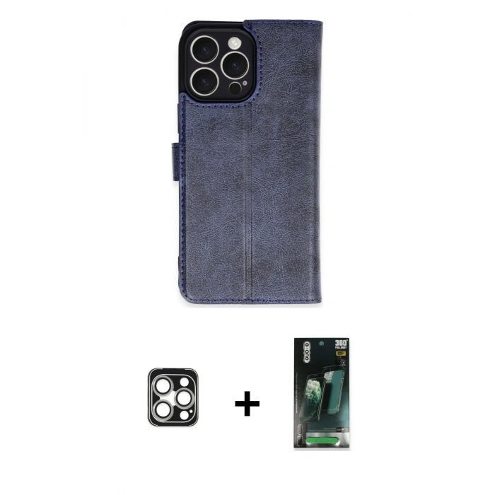 MARSİLYAN™- iPhone 16 Pro Max Kılıf Siluet Işık Serisi - Siyah 360 Mat Full Body Arka Koruyucu + PVD Metal Kamera Lens - GS