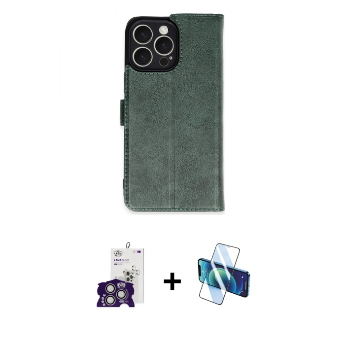MARSİLYAN™- iPhone 16 Pro Max Kılıf Siluet Işık Serisi - Siyah 3D Antistatik Cam Ekran Koruyucu + Bilvis Titan Kamera Lens - GS