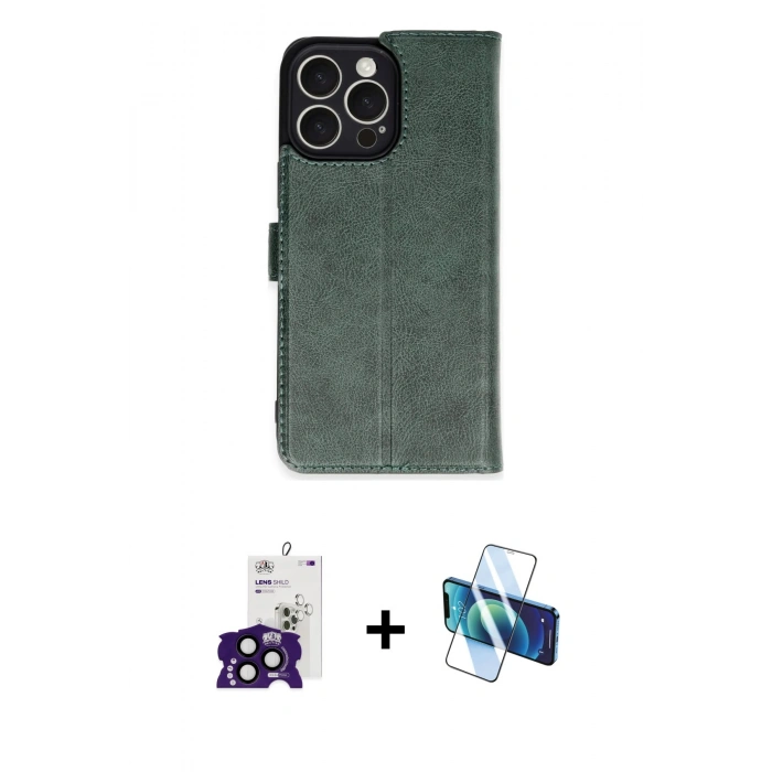 MARSİLYAN™- iPhone 16 Pro Max Kılıf Siluet Işık Serisi - Siyah 3D Antistatik Cam Ekran Koruyucu + Bilvis Titan Kamera Lens - SH