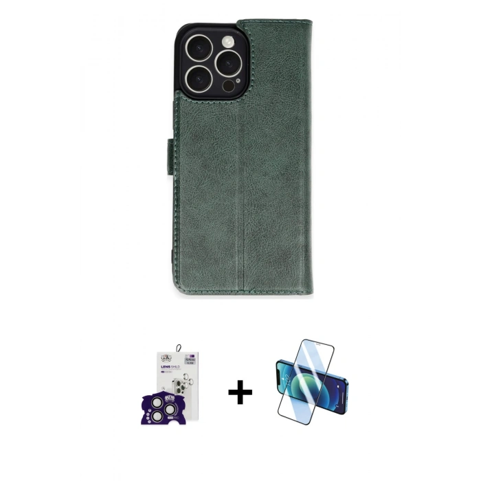 MARSİLYAN™- iPhone 16 Pro Max Kılıf Siluet Işık Serisi - Siyah 3D Antistatik Cam Ekran Koruyucu + Bilvis Titan Kamera Lens - TMGI