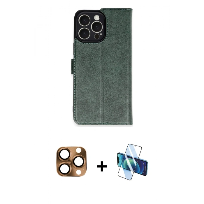 MARSİLYAN™- iPhone 16 Pro Max Kılıf Siluet Işık Serisi - Siyah 3D Antistatik Cam Ekran Koruyucu + Pers Alüminyum Kamera Lens - CLTM