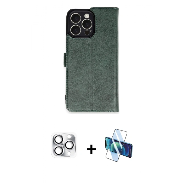 MARSİLYAN™- iPhone 16 Pro Max Kılıf Siluet Işık Serisi - Siyah 3D Antistatik Cam Ekran Koruyucu + Pers Alüminyum Kamera Lens - GS