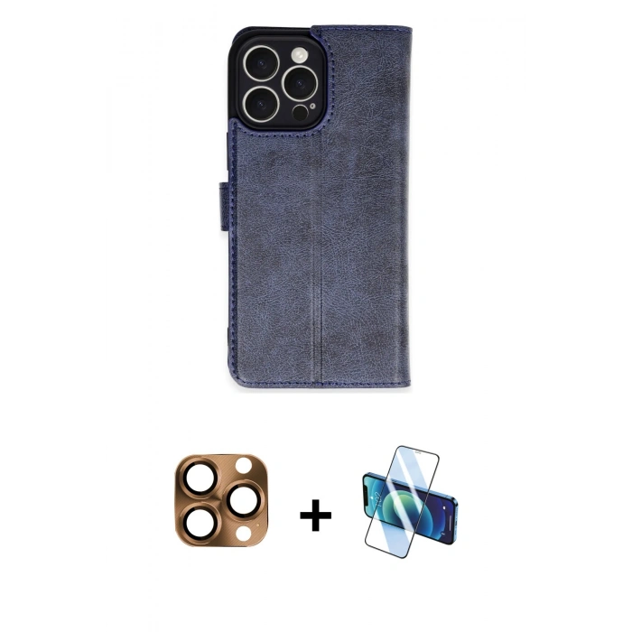 MARSİLYAN™- iPhone 16 Pro Max Kılıf Siluet Işık Serisi - Siyah 3D Antistatik Cam Ekran Koruyucu + Pers Alüminyum Kamera Lens - CLTM