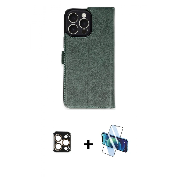 MARSİLYAN™- iPhone 16 Pro Max Kılıf Siluet Işık Serisi - Siyah 3D Antistatik Cam Ekran Koruyucu + PVD Metal Kamera Lens - GD