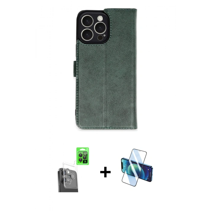 MARSİLYAN™- iPhone 16 Pro Max Kılıf Siluet Işık Serisi - Siyah 3D Antistatik Cam Ekran Koruyucu + Raze Metal Kamera Lens - SH