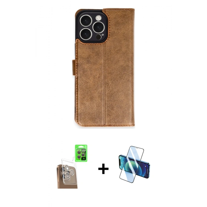 MARSİLYAN™- iPhone 16 Pro Max Kılıf Siluet Işık Serisi - Siyah 3D Antistatik Cam Ekran Koruyucu + Raze Metal Kamera Lens - CLTM