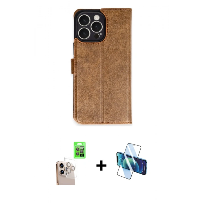 MARSİLYAN™- iPhone 16 Pro Max Kılıf Siluet Işık Serisi - Siyah 3D Antistatik Cam Ekran Koruyucu + Raze Metal Kamera Lens - NLGY