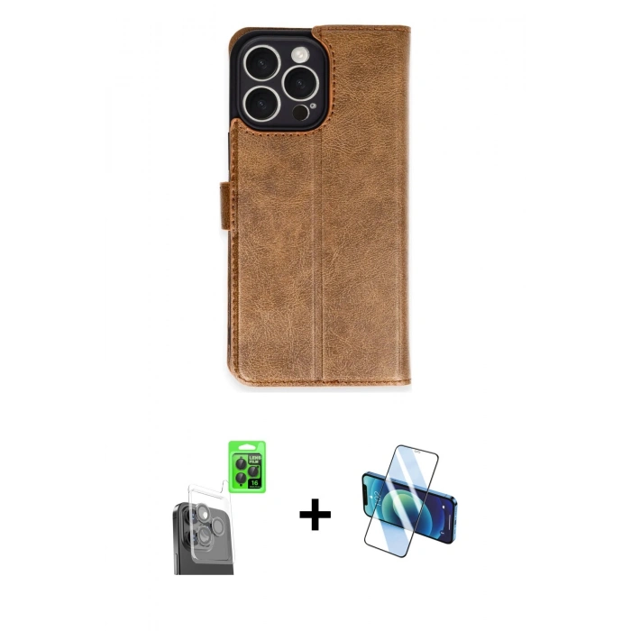 MARSİLYAN™- iPhone 16 Pro Max Kılıf Siluet Işık Serisi - Siyah 3D Antistatik Cam Ekran Koruyucu + Raze Metal Kamera Lens - SH