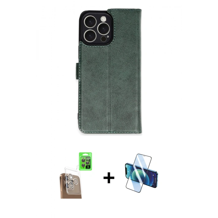 MARSİLYAN™- iPhone 16 Pro Max Kılıf Siluet Işık Serisi - Siyah 3D Antistatik Cam Ekran Koruyucu + Raze Metal Kamera Lens - CLTM