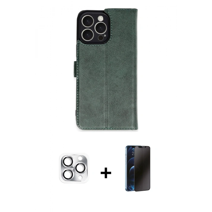 MARSİLYAN™- iPhone 16 Pro Max Kılıf Siluet Işık Serisi - Siyah 3D Antistatik Hayalet Cam Ekran Koruyucu + Pers Alüminyum Kamera Lens - GS