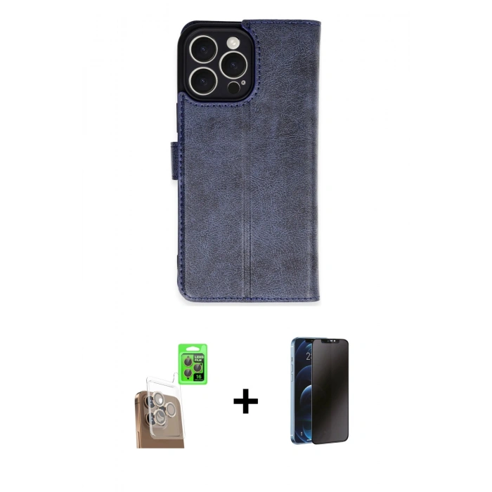 MARSİLYAN™- iPhone 16 Pro Max Kılıf Siluet Işık Serisi - Siyah 3D Antistatik Hayalet Cam Ekran Koruyucu + Raze Metal Kamera Lens - CLTM