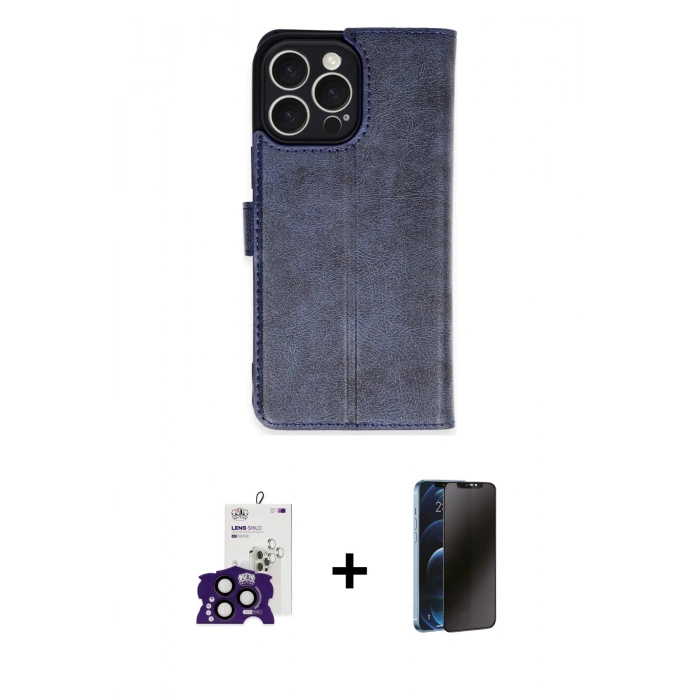 MARSİLYAN™- iPhone 16 Pro Max Kılıf Siluet Işık Serisi - Siyah 3D Antistatik Hayalet Cam Ekran Koruyucu + Bilvis Titan Kamera Lens - SH