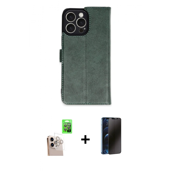 MARSİLYAN™- iPhone 16 Pro Max Kılıf Siluet Işık Serisi - Siyah 3D Antistatik Hayalet Cam Ekran Koruyucu + Raze Metal Kamera Lens - NLGY