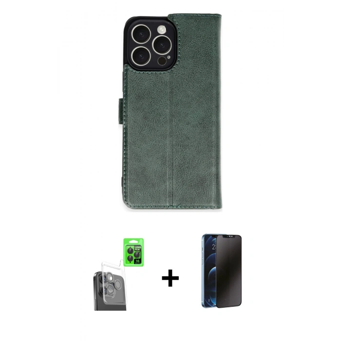 MARSİLYAN™- iPhone 16 Pro Max Kılıf Siluet Işık Serisi - Siyah 3D Antistatik Hayalet Cam Ekran Koruyucu + Raze Metal Kamera Lens - SH