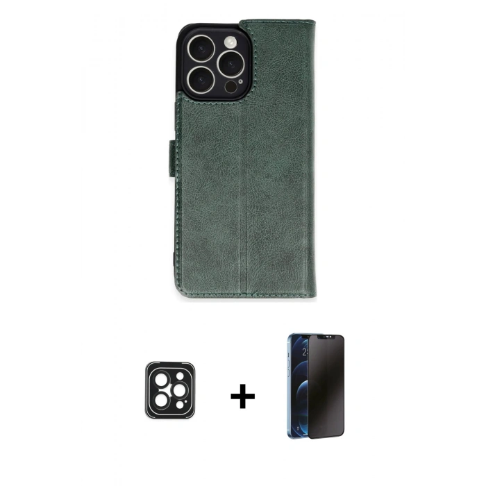 MARSİLYAN™- iPhone 16 Pro Max Kılıf Siluet Işık Serisi - Siyah 3D Antistatik Hayalet Cam Ekran Koruyucu + PVD Metal Kamera Lens - SH
