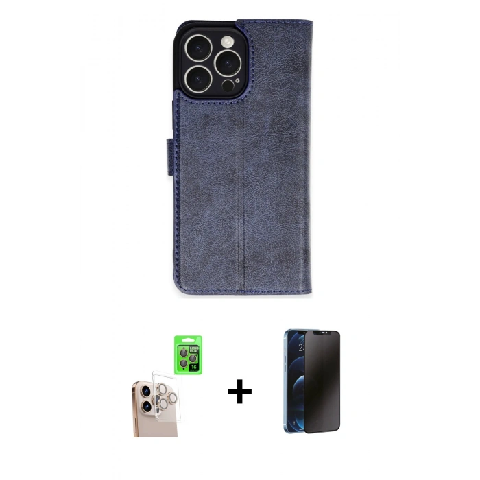 MARSİLYAN™- iPhone 16 Pro Max Kılıf Siluet Işık Serisi - Siyah 3D Antistatik Hayalet Cam Ekran Koruyucu + Raze Metal Kamera Lens - NLGY