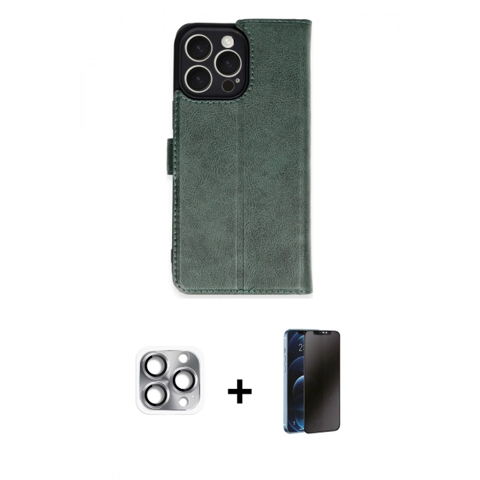 MARSİLYAN™- iPhone 16 Pro Max Kılıf Siluet Işık Serisi - Siyah 3D Antistatik Hayalet Cam Ekran Koruyucu + Pers Alüminyum Kamera Lens - GI