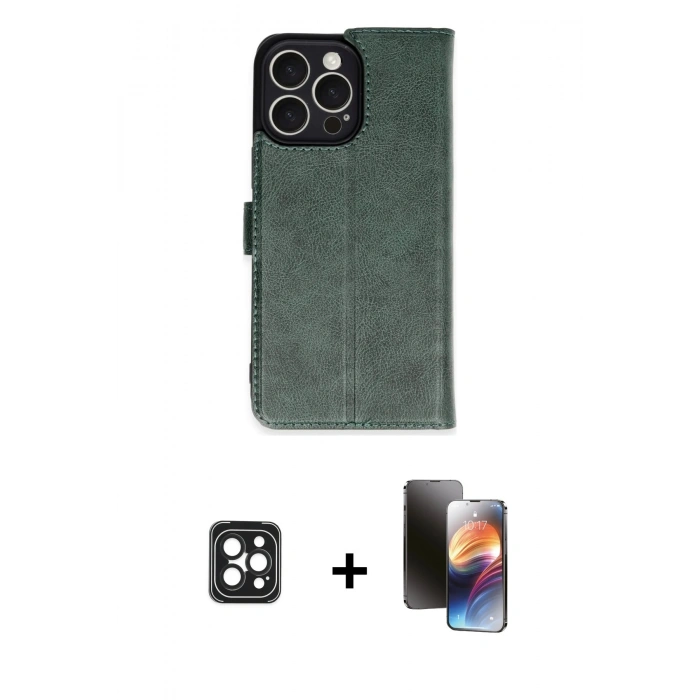 MARSİLYAN™- iPhone 16 Pro Max Kılıf Siluet Işık Serisi - Siyah 3D Antistatik Mat Seramik Nano Ekran Koruyucu + PVD Metal Kamera Lens - SH