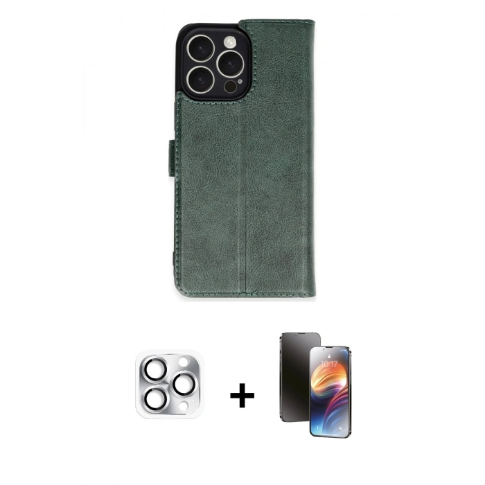 MARSİLYAN™- iPhone 16 Pro Max Kılıf Siluet Işık Serisi - Siyah 3D Antistatik Mat Seramik Nano Ekran Koruyucu + Pers Alüminyum Kamera Lens - GS