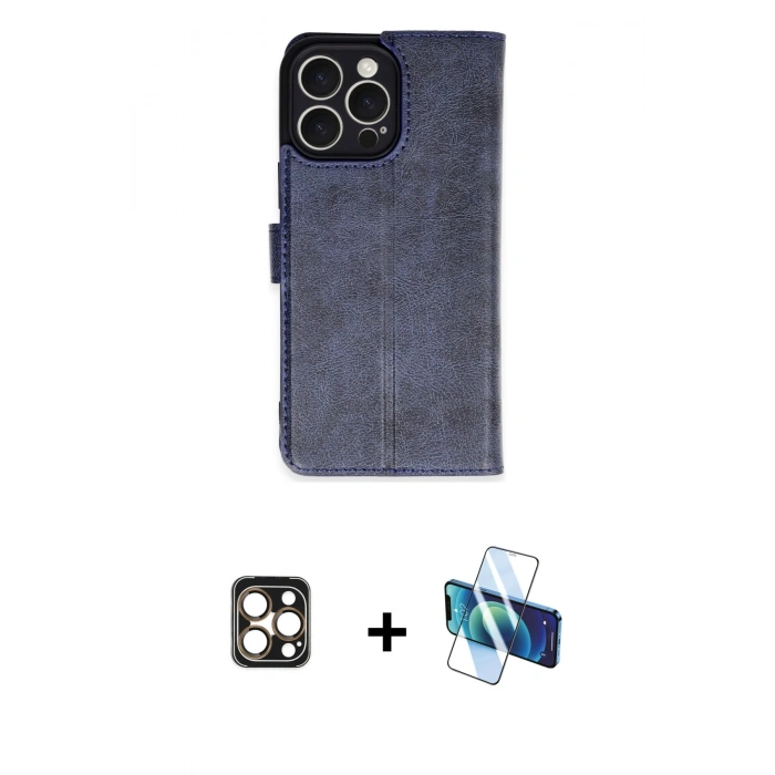 MARSİLYAN™- iPhone 16 Pro Max Kılıf Siluet Işık Serisi - Siyah 3D Antistatik Seramik Nano Ekran Koruyucu + PVD Metal Kamera Lens - GD