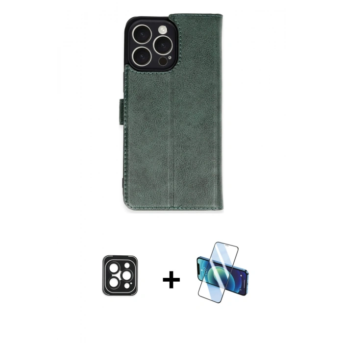 MARSİLYAN™- iPhone 16 Pro Max Kılıf Siluet Işık Serisi - Siyah 3D Antistatik Seramik Nano Ekran Koruyucu + PVD Metal Kamera Lens - SH