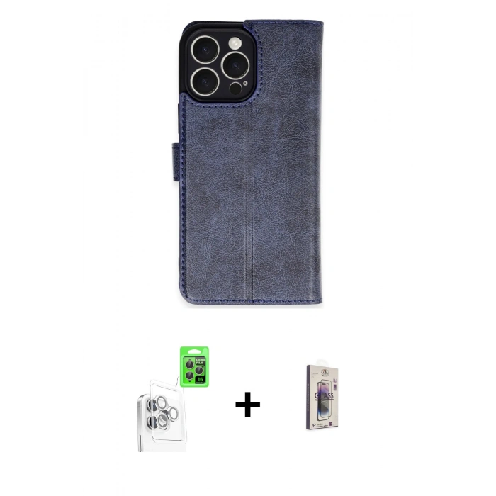MARSİLYAN™- iPhone 16 Pro Max Kılıf Siluet Işık Serisi - Siyah Bilvis 3D Cam Ekran Koruyucu + Raze Metal Kamera Lens - BZ