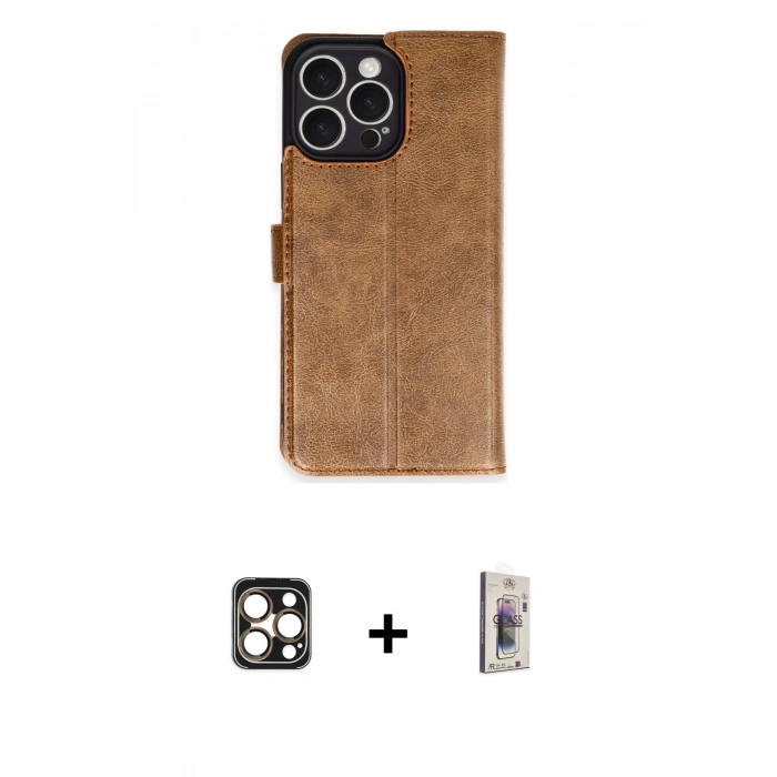 MARSİLYAN™- iPhone 16 Pro Max Kılıf Siluet Işık Serisi - Siyah Bilvis 3D Cam Ekran Koruyucu + PVD Metal Kamera Lens - GD