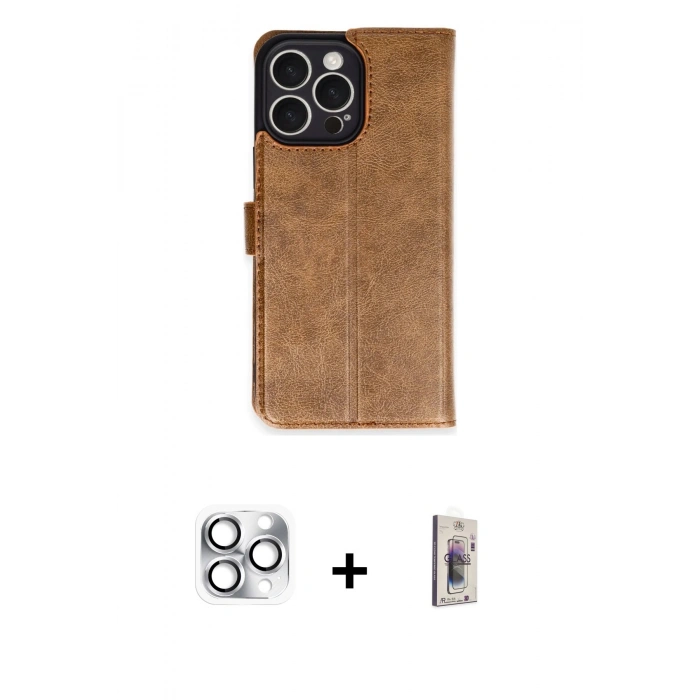 MARSİLYAN™- iPhone 16 Pro Max Kılıf Siluet Işık Serisi - Siyah Bilvis 3D Cam Ekran Koruyucu + Gümüş Pers Alüminyum Kamera Lens