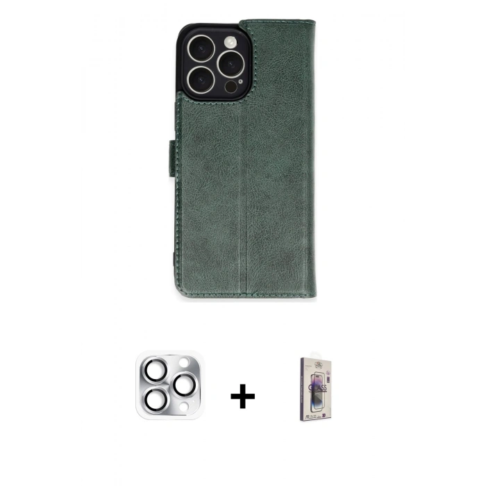 MARSİLYAN™- iPhone 16 Pro Max Kılıf Siluet Işık Serisi - Siyah Bilvis 3D Cam Ekran Koruyucu + Gümüş Pers Alüminyum Kamera Lens