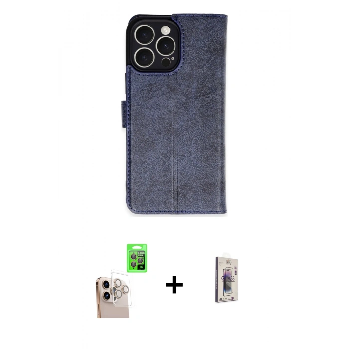 MARSİLYAN™- iPhone 16 Pro Max Kılıf Siluet Işık Serisi - Siyah Bilvis 3D Cam Ekran Koruyucu + Raze Metal Kamera Lens - NLGY