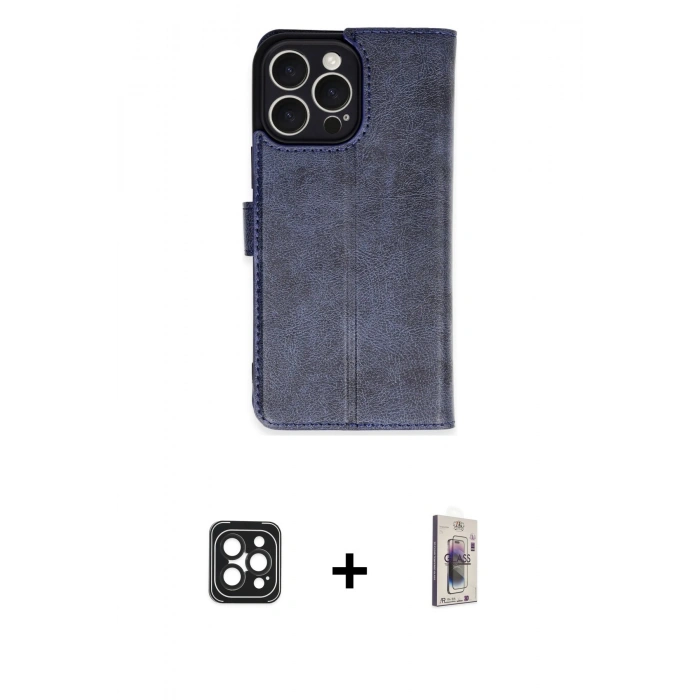 MARSİLYAN™- iPhone 16 Pro Max Kılıf Siluet Işık Serisi - Siyah Bilvis 3D Cam Ekran Koruyucu + PVD Metal Kamera Lens - SH