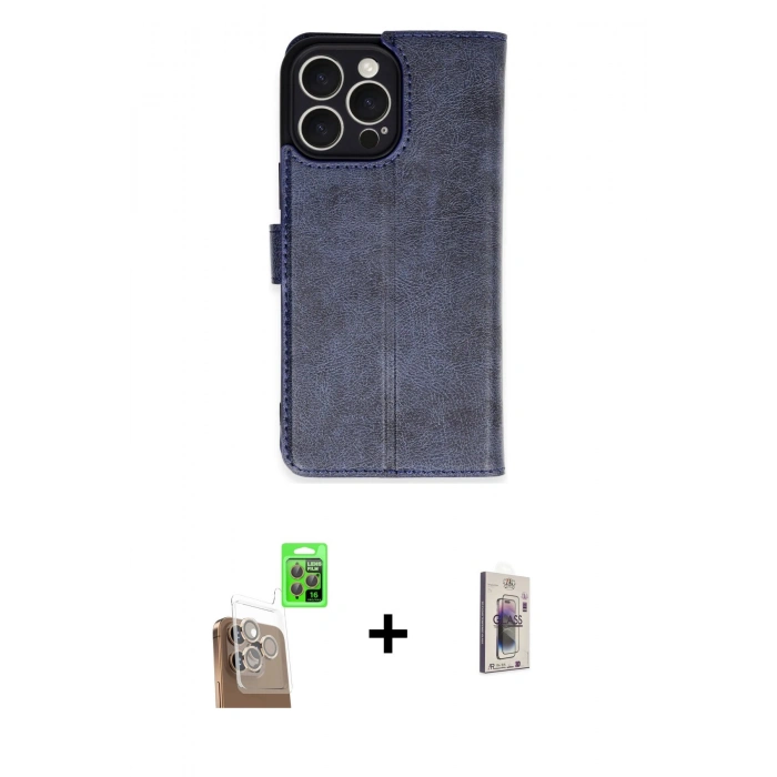 MARSİLYAN™- iPhone 16 Pro Max Kılıf Siluet Işık Serisi - Siyah Bilvis 3D Cam Ekran Koruyucu + Raze Metal Kamera Lens - CLTM
