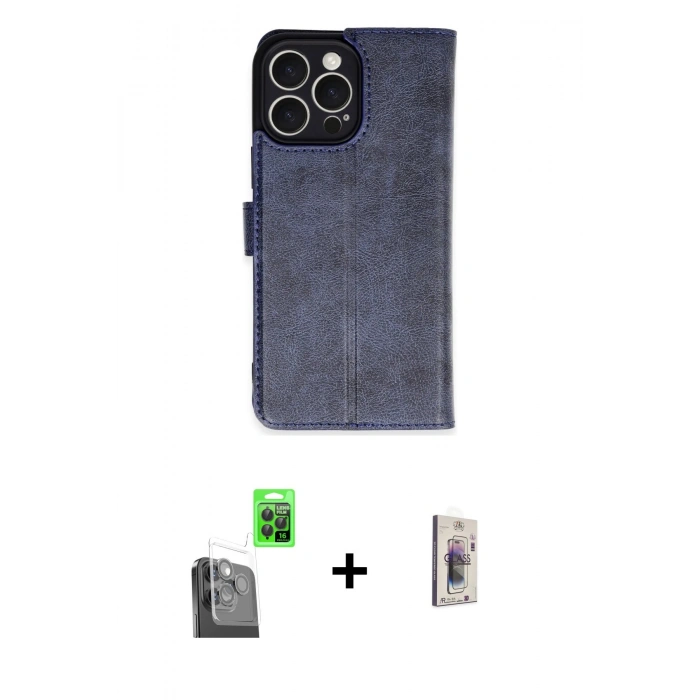 MARSİLYAN™- iPhone 16 Pro Max Kılıf Siluet Işık Serisi - Siyah Bilvis 3D Cam Ekran Koruyucu + Raze Metal Kamera Lens - SH