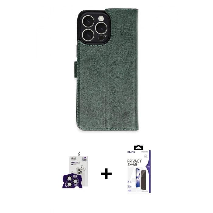 MARSİLYAN™- iPhone 16 Pro Max Kılıf Siluet Işık Serisi - Siyah Bilvis 3X AR Hayalet Cam Ekran Koruyucu + Bilvis Titan Kamera Lens - TMGI