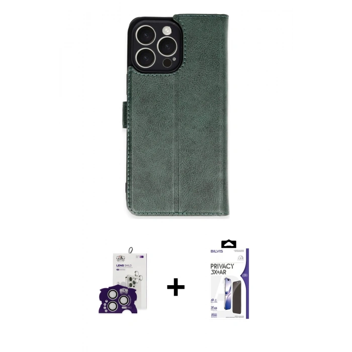 MARSİLYAN™- iPhone 16 Pro Max Kılıf Siluet Işık Serisi - Siyah Bilvis 3X AR Hayalet Cam Ekran Koruyucu + Bilvis Titan Kamera Lens - GS