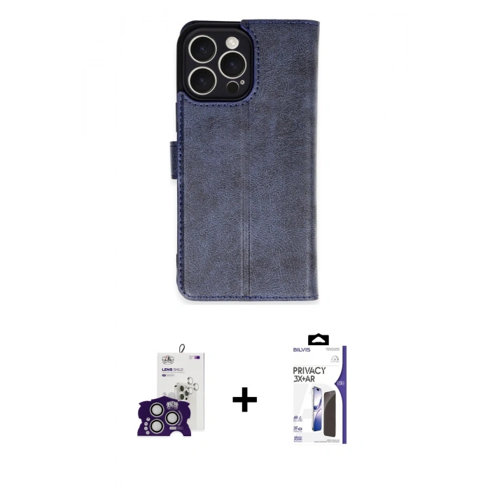 MARSİLYAN™- iPhone 16 Pro Max Kılıf Siluet Işık Serisi - Siyah Bilvis 3X AR Hayalet Cam Ekran Koruyucu + Bilvis Titan Kamera Lens - GS