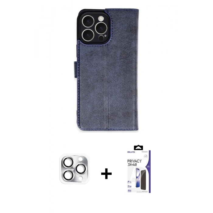 MARSİLYAN™- iPhone 16 Pro Max Kılıf Siluet Işık Serisi - Siyah Bilvis 3X AR Hayalet Cam Ekran Koruyucu + Pers Alüminyum Kamera Lens - GS