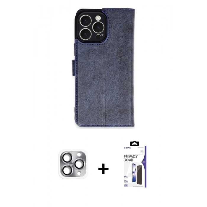 MARSİLYAN™- iPhone 16 Pro Max Kılıf Siluet Işık Serisi - Siyah Bilvis 3X AR Hayalet Cam Ekran Koruyucu + Pers Alüminyum Kamera Lens - GI