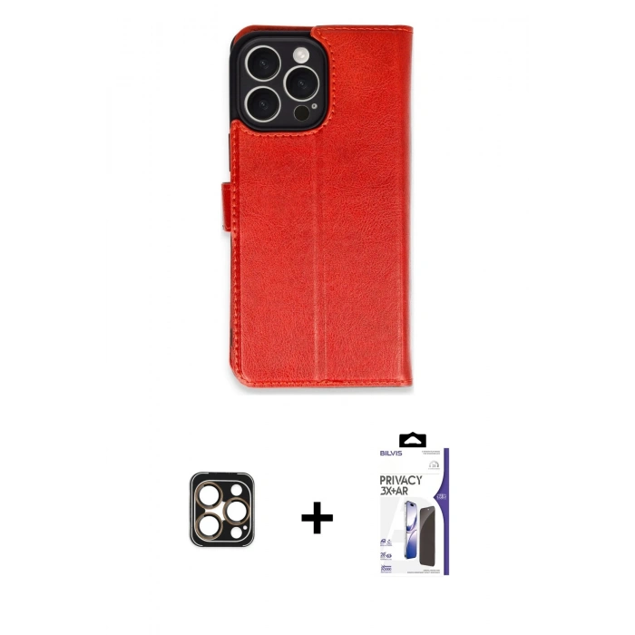 MARSİLYAN™- iPhone 16 Pro Max Kılıf Siluet Işık Serisi - Siyah Bilvis 3X AR Hayalet Cam Ekran Koruyucu + PVD Metal Kamera Lens - GD