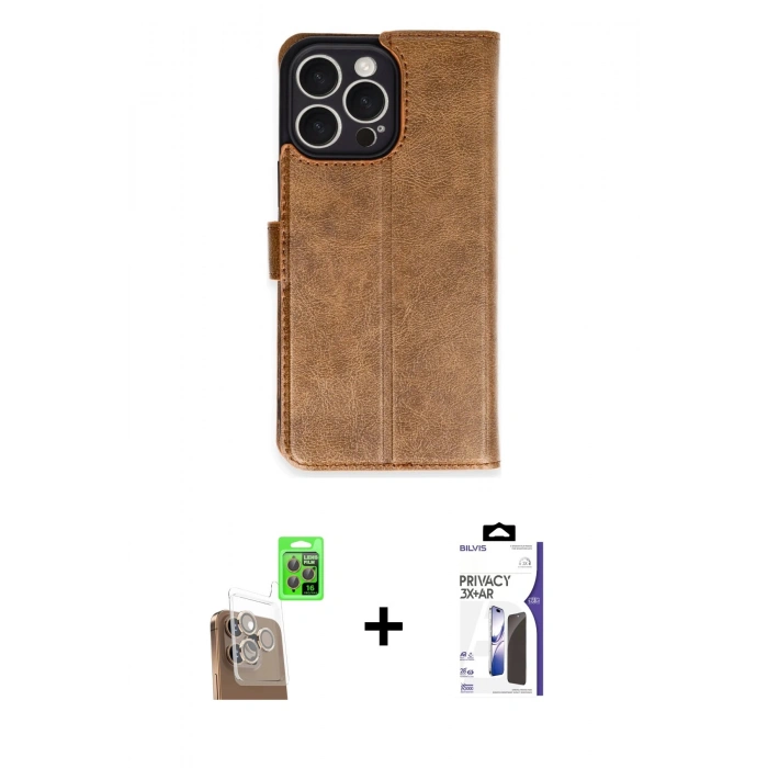 MARSİLYAN™- iPhone 16 Pro Max Kılıf Siluet Işık Serisi - Siyah Bilvis 3X AR Hayalet Cam Ekran Koruyucu + Raze Metal Kamera Lens - CLTM