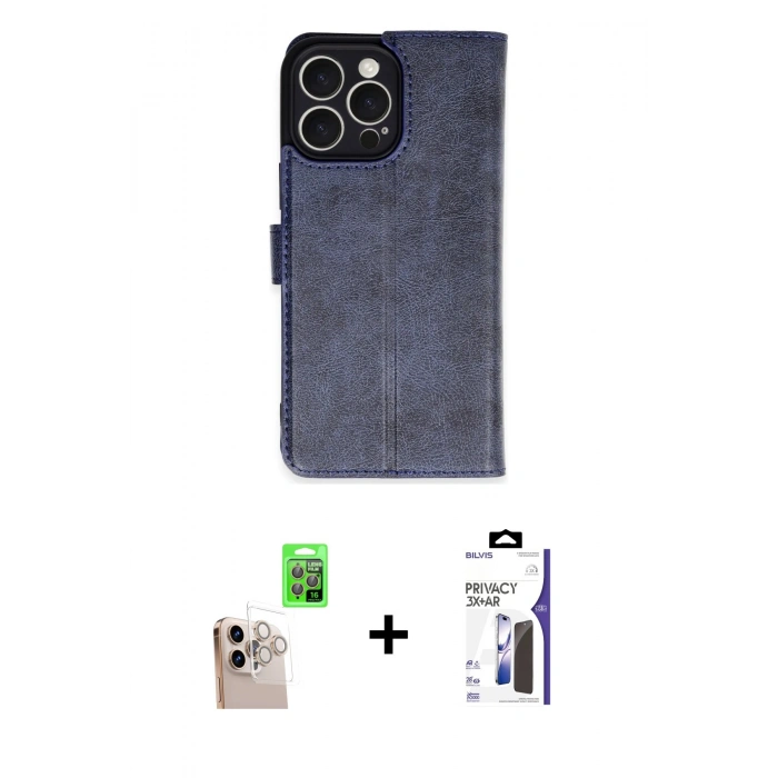 MARSİLYAN™- iPhone 16 Pro Max Kılıf Siluet Işık Serisi - Siyah Bilvis 3X AR Hayalet Cam Ekran Koruyucu + Raze Metal Kamera Lens - NLGY