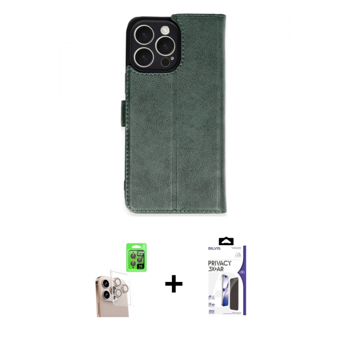 MARSİLYAN™- iPhone 16 Pro Max Kılıf Siluet Işık Serisi - Siyah Bilvis 3X AR Hayalet Cam Ekran Koruyucu + Raze Metal Kamera Lens - NLGY
