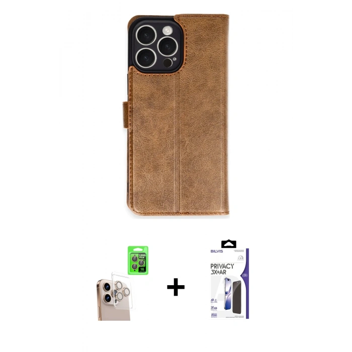 MARSİLYAN™- iPhone 16 Pro Max Kılıf Siluet Işık Serisi - Siyah Bilvis 3X AR Hayalet Cam Ekran Koruyucu + Raze Metal Kamera Lens - NLGY