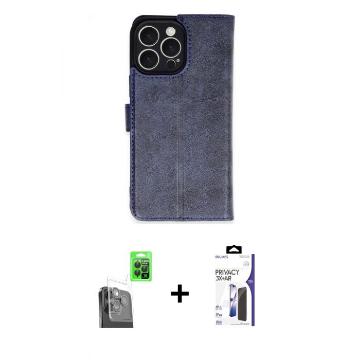 MARSİLYAN™- iPhone 16 Pro Max Kılıf Siluet Işık Serisi - Siyah Bilvis 3X AR Hayalet Cam Ekran Koruyucu + Raze Metal Kamera Lens - SH