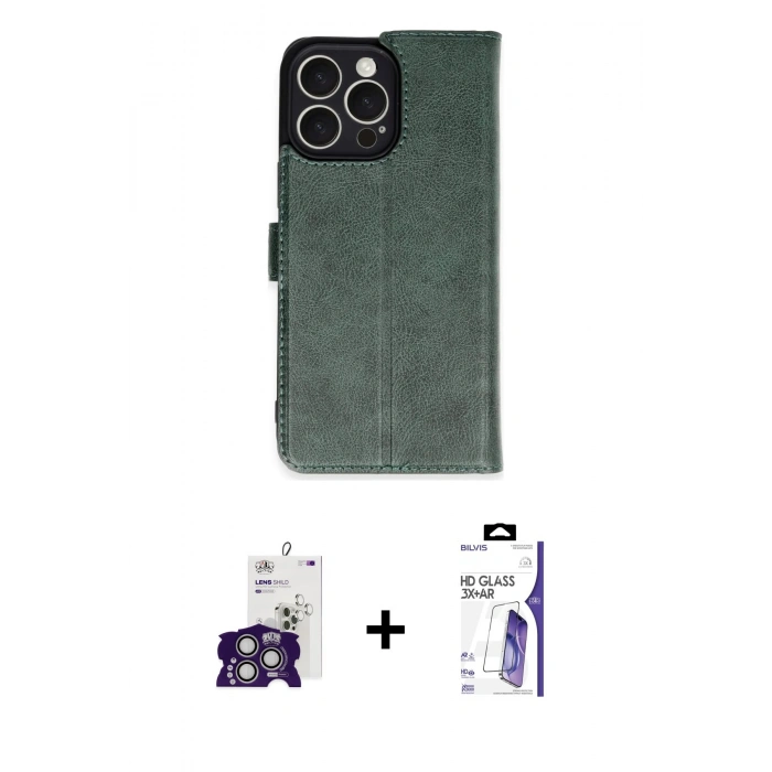 MARSİLYAN™- iPhone 16 Pro Max Kılıf Siluet Işık Serisi - Siyah Bilvis 3X AR HD Cam Ekran Koruyucu + Bilvis Titan Kamera Lens - GS