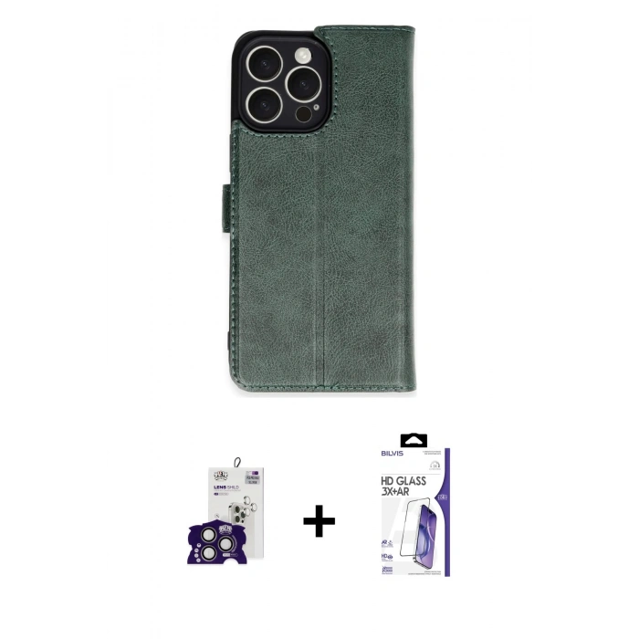 MARSİLYAN™- iPhone 16 Pro Max Kılıf Siluet Işık Serisi - Siyah Bilvis 3X AR HD Cam Ekran Koruyucu + Bilvis Titan Kamera Lens - TMGI