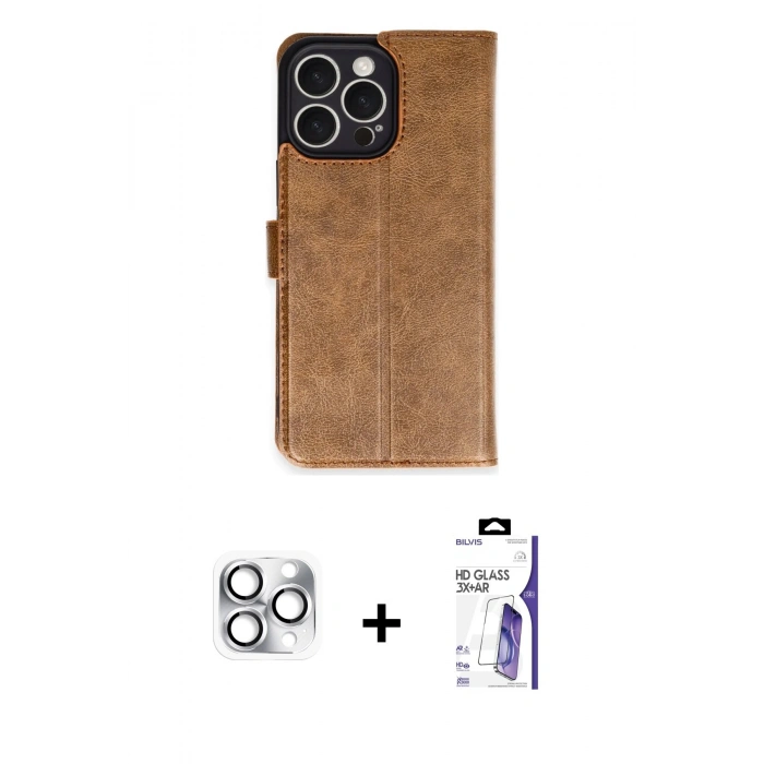 MARSİLYAN™- iPhone 16 Pro Max Kılıf Siluet Işık Serisi - Siyah Bilvis 3X AR HD Cam Ekran Koruyucu + Pers Alüminyum Kamera Lens - GS