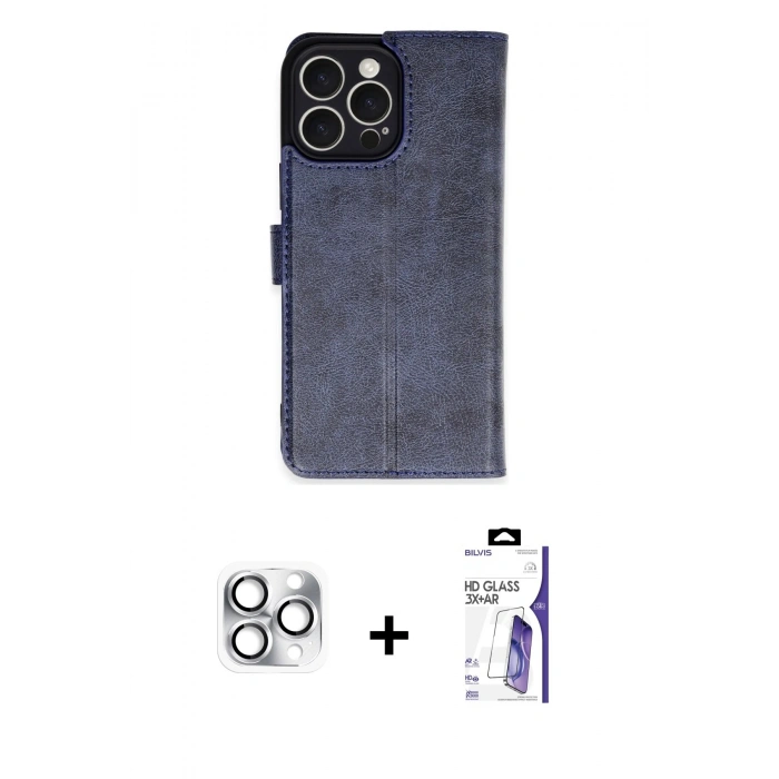 MARSİLYAN™- iPhone 16 Pro Max Kılıf Siluet Işık Serisi - Siyah Bilvis 3X AR HD Cam Ekran Koruyucu + Pers Alüminyum Kamera Lens - GS